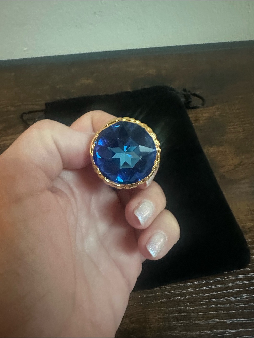 Bold Blue Crystal Statement Ring - Women's Fashion Jewelry - Picture 2 of 7
